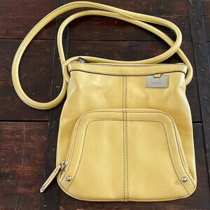 Tignanello Yellow Leather Crossbody 8.5"x9"
